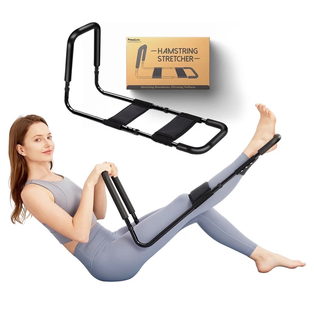 PressLoo Hamstring Stretcher Physical Therapy Leg Stretch Device Black Steel